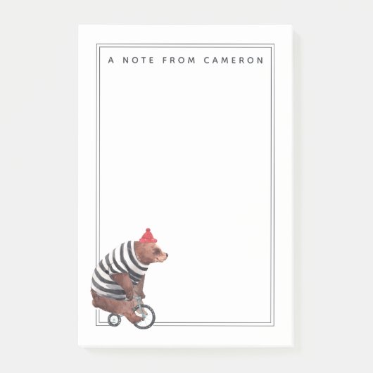 Post-it® L'ours d'amusement de bicyclette | ajoutent votre (Devant)