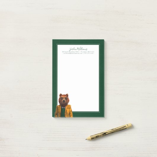 Post-it® L'ours habillé par meilleur | ajoutent votre nom (Sur un bureau)