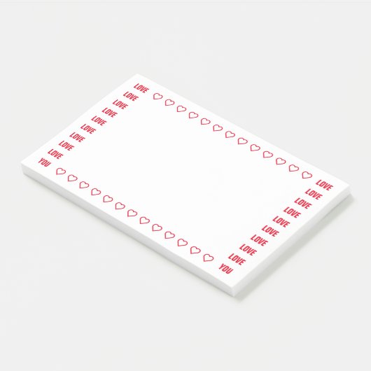 Post-it® Love You Red Hearts Romantic Note Modèle (Incliné)