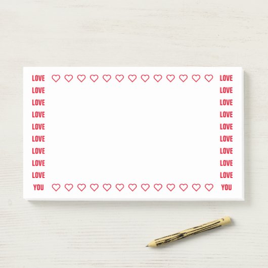 Post-it® Love You Red Hearts Romantic Note Modèle (Sur un bureau)