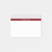 Post-it® Lt Grey Blanc Pois Bourgogne Nom Monogramme (Devant)