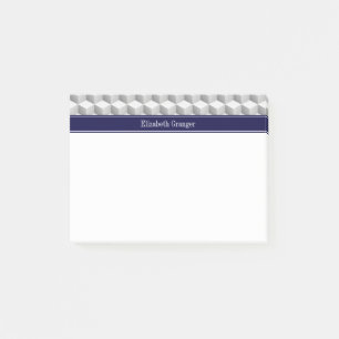 Post-it® Lt Grey Whi 3D Look Cubes Marine Blue Nom Monogram