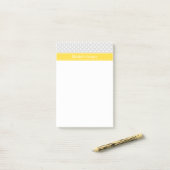 Post-it® Lt Grey White Pois Ananas Nom Monogramme (Sur un bureau)