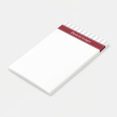 Post-it® Lt Grey White Stripe Bourgogne Nom Monogramme (Incliné)