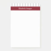 Post-it® Lt Grey White Stripe Bourgogne Nom Monogramme (Devant)