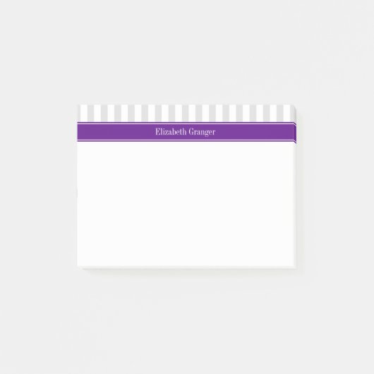 Post-it® Lt Grey White Stripe Purple Nom Monogramme (Devant)
