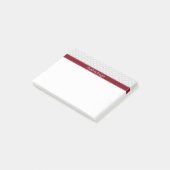 Post-it® Lt Gris Points Blancs Bourgogne Monogramme Nom (Incliné)