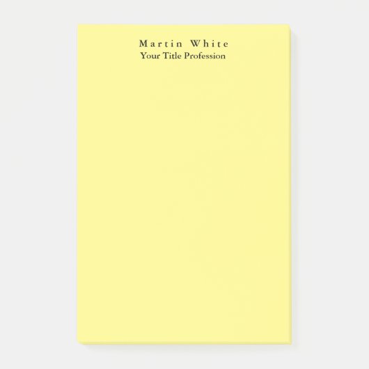 Post-it® Lumière Jaune Plaine Élégant Professionnel Moderne (Devant)