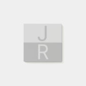 Post-it® Lumineuses Gris & Gris Initiales Modernes Monogram (Devant)