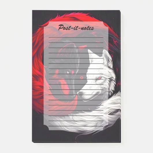 Post-it® Lune Crimson Loup blanc rouge (Devant)