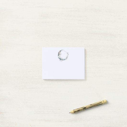 Post-it® Lune de croissant bleu avec fleurs blanches (Sur un bureau)