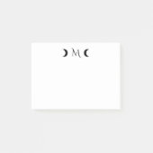 Post-it® Lunes de croissant moderne Monogramme noir et blan (Devant)