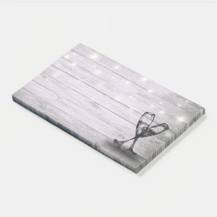 Post-it® Lunettes de Champagne mariage Chaîne Lumière Bois 