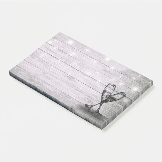 Post-it® Lunettes de Champagne mariage Chaîne Lumière Bois (Incliné)