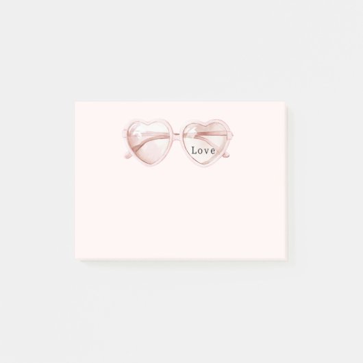Post-it® Lunettes de cœur rose Amour (Devant)