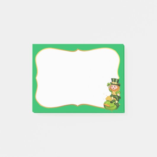 Post-it® Lutin mignon et pot d'or sur fond vert (Devant)