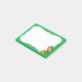 Post-it® Lutin mignon et pot d'or sur fond vert (Incliné)