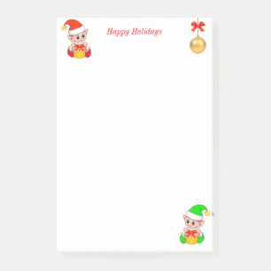 Post-it® Lutins de Noël mignons sur fond blanc
