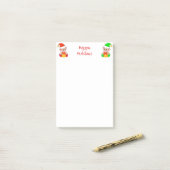 Post-it® Lutins de Noël mignons sur fond blanc (Sur un bureau)