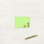 Post-it® Lutrin de lutin & pot d'or sur fond vert citron (Sur un bureau)