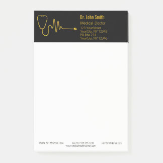 Post-it® Luxury Stethoscope Gold ECG Wave EKG Line Medical