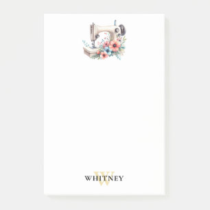 Post-it® Machine à coudre vintage Florale Monogrammé