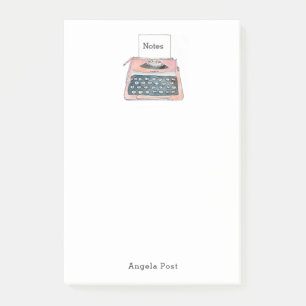 Post-it® Machine à écrire vintage rose à l'aquarelle 