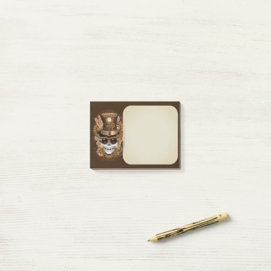 Post-it® Machine rétro Voodoo à vapeur crâne (Sur un bureau)