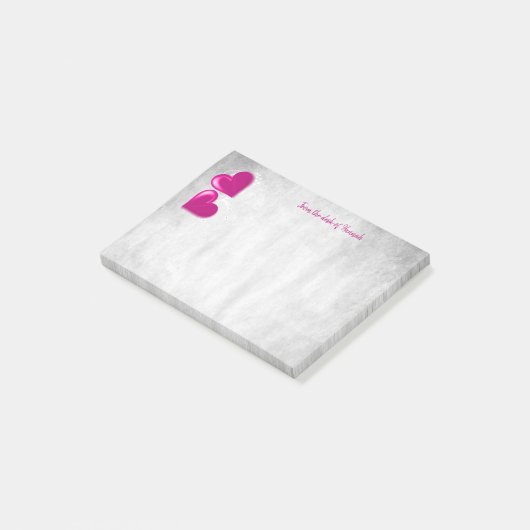 Post-it® Magenta Valentine Hearts Notes personnalisées (Incliné)