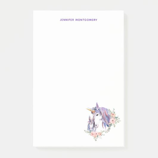 Post-it® Magique Unicorne maman & bébé aquarelle (Devant)