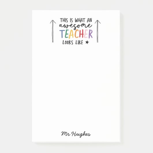 Post-it® Magnifique enseignant typographie moderne cadeau a (Devant)