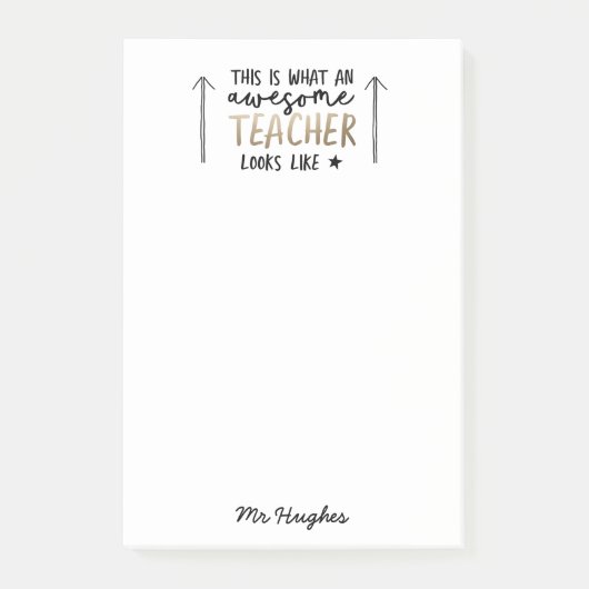 Post-it® Magnifique enseignant typographie moderne cadeau o (Devant)