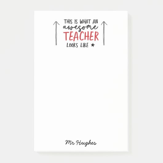 Post-it® Magnifique enseignant typographie moderne cadeau r (Devant)