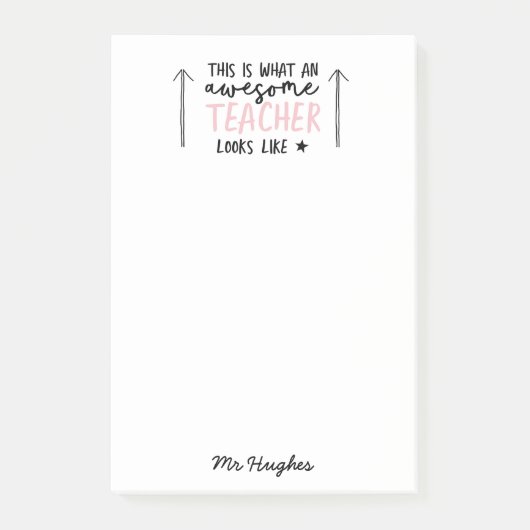 Post-it® Magnifique enseignant typographie moderne cadeau r (Devant)