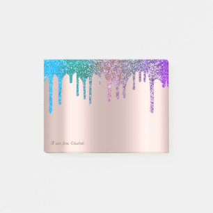 Post-it® Magnifique Rose Doré Élégant Ombre Paillettes Coul
