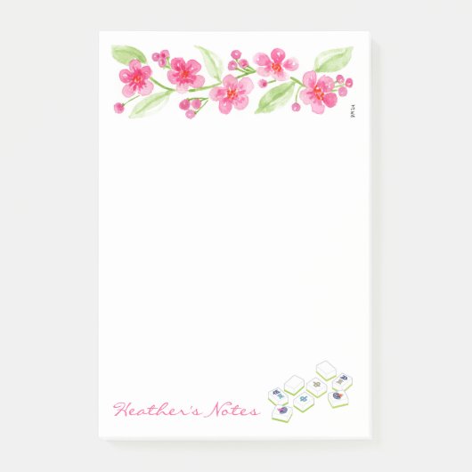 Post-it® Mahjong Aquarelle Fleurs de Cerisier NOM (Devant)