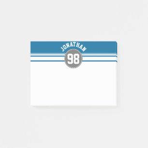 Post-it® Maillot de sport bleu et gris rayures nom numéro