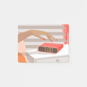 Post-it® Main des femmes poussant le bouton snooze du révei