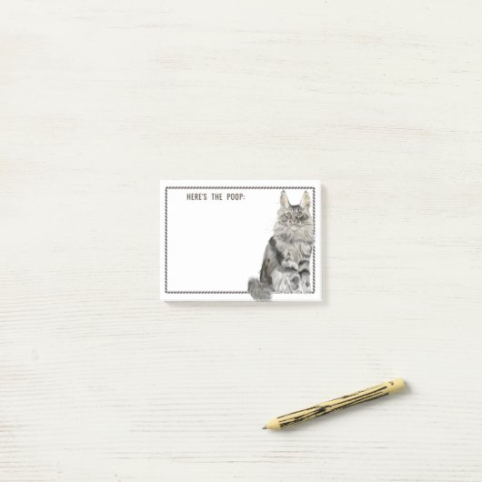 Post-it® Maine Coon Cat | Texte modifiable amusant (Sur un bureau)