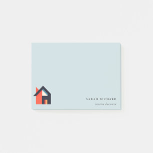 Post-it® Maison Colorée Moderne Logo Agent Immobilier Bleu