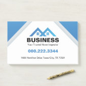 Post-it® Maison Moderne à Toit Bleu Logo Immobilier (Sur un bureau)