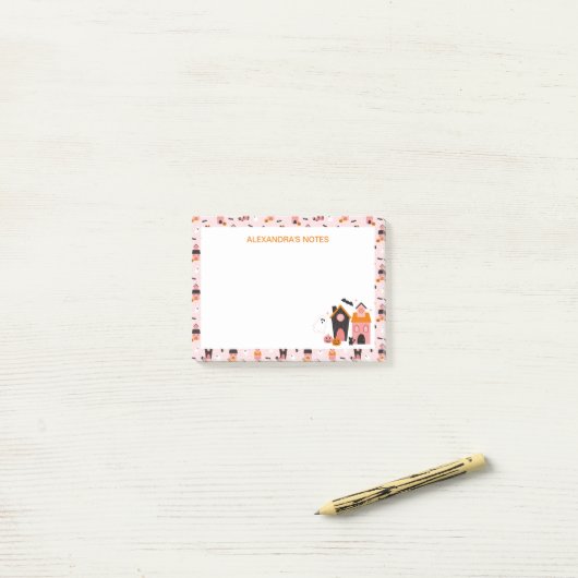 Post-it® Maisons de Halloween éffrayantes (Sur un bureau)