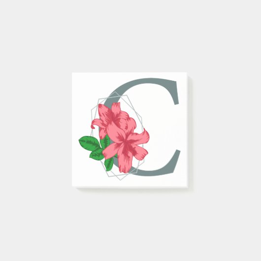 Post-it® Majuscule C monogramme floral (Devant)