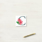Post-it® Majuscule C monogramme floral (Sur un bureau)