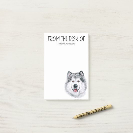 Post-it® Malamute Lover (Sur un bureau)