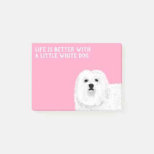 Post-it® Maltais ou coton de Tulear Little White Dog (Devant)