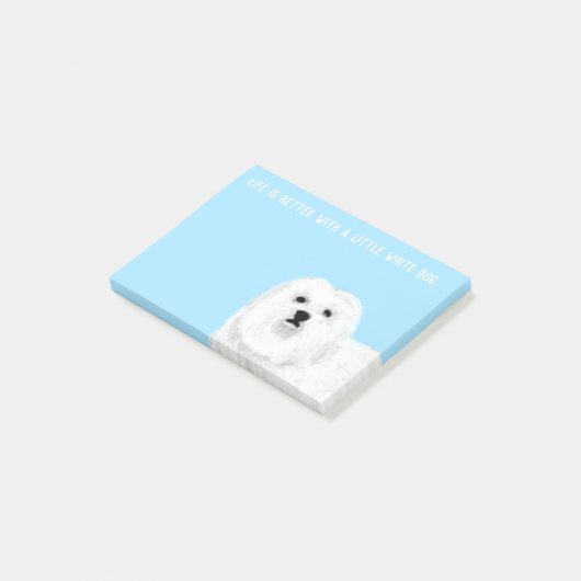Post-it® Maltais ou coton de Tulears Petit Chien blanc (Incliné)