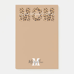 Post-it® Maman Ajoutez Votre Nom et Monogramme Imprimé Léop