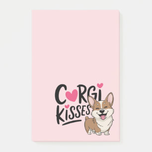 Post-it® Maman Corgi Mignonne Cœurs Roses Bisous de Chien A