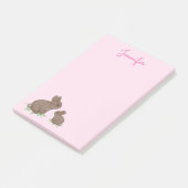 Post-it® Maman et bébé lapin mignons dans du trèfle rose (Incliné)